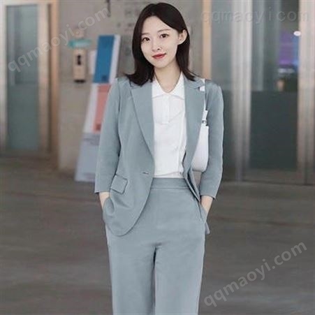 服装尾货灰绿色时尚修身薄款西服外套职业休闲七分袖西装套装女士批发价格